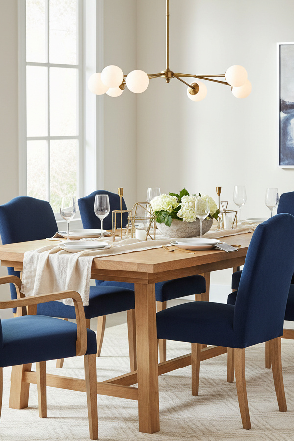 Dining Room Navy Blue Velvet Dining Chairs With Natural Wood Frame