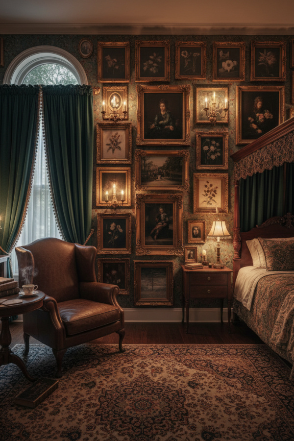 Deep Burgundy Velvet Tufted Dark Academia Headboard With Brass Nailheads