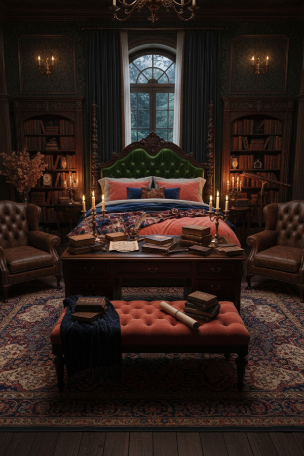 Dark Academia Leather-Bound Journal Collection Display