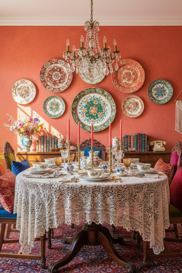 An Organic Cluster Of Seven Vintage Plates