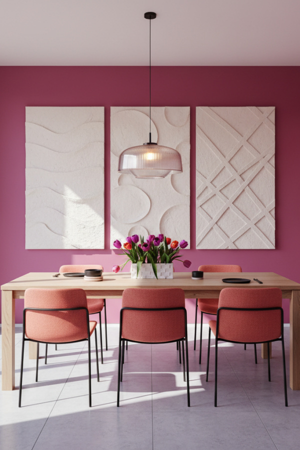 A Triptych Of Minimalist Plaster Bas-Relief Panels