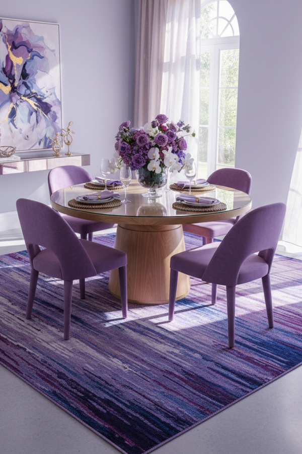 A Borderless, Tonal Dining Room Rug In High-Performance Fabric For A Seamless, Contemporary Look
