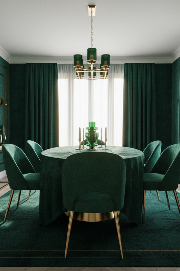 Emerald Green Velvet Upholstered Dining Chairs With Brass Legs Emerald Green Velvet Upholstered Dining Chairs With Brass Legs