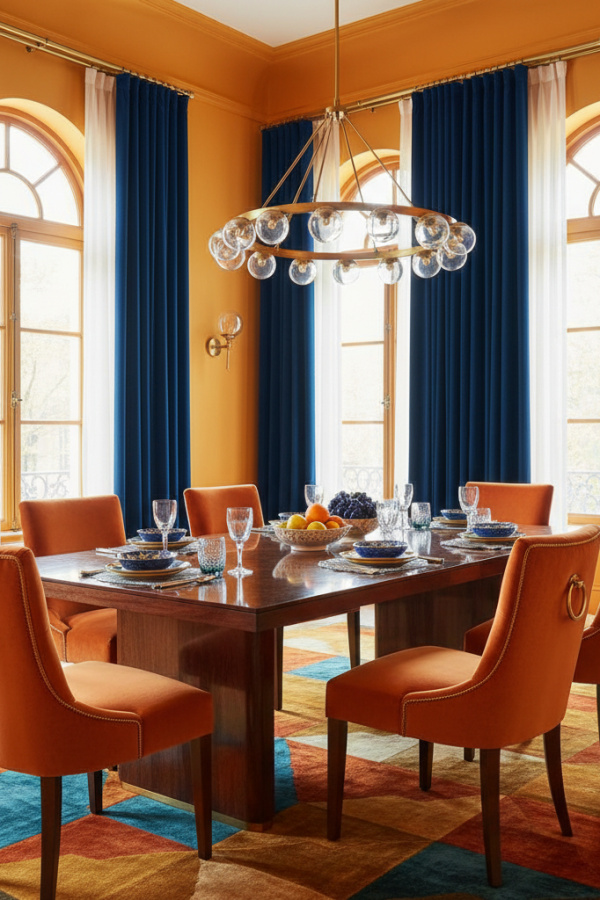 Tangerine Velvet Upholstered Dining Chairs With A Ring Pull Back Tangerine Velvet Upholstered Dining Chairs With A Ring Pull Back