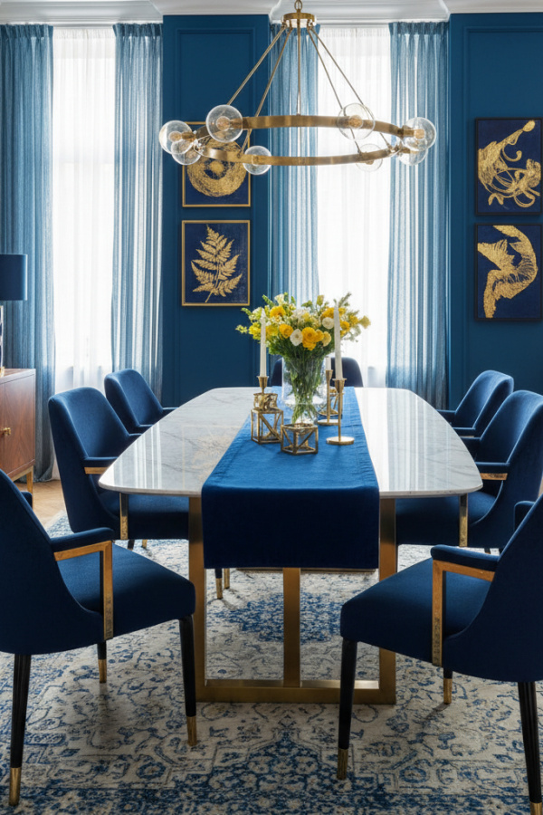 Navy Blue Fabric Upholstered Dining Chairs With Armrests Navy Blue Fabric Upholstered Dining Chairs With Armrests