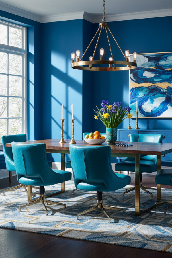 Turquoise Leather Upholstered Dining Chairs With A Swivel Base Turquoise Leather Upholstered Dining Chairs With A Swivel Base