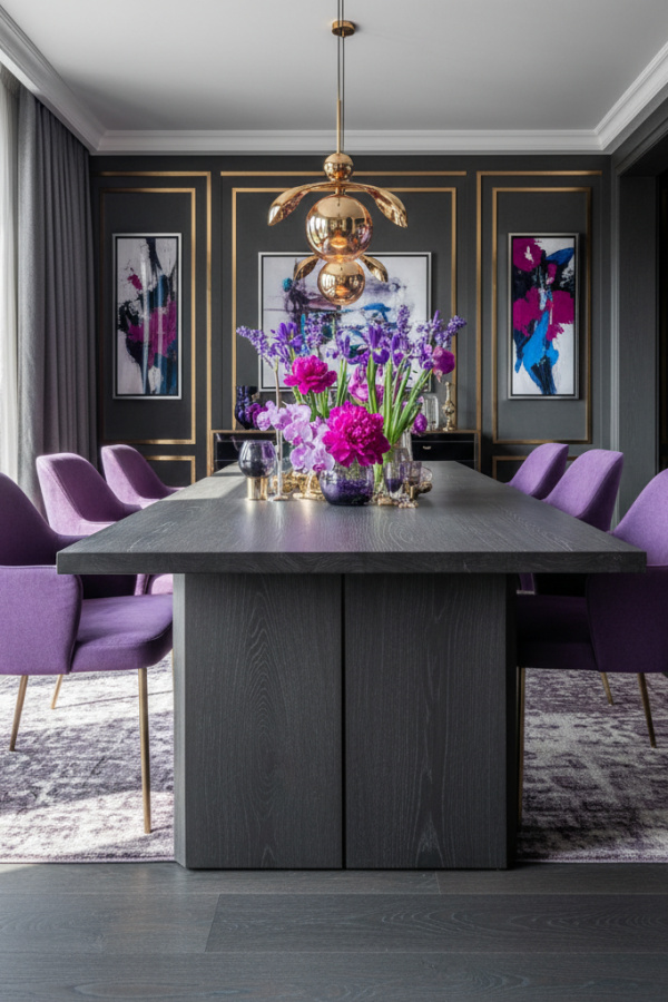 Charcoal Grey Oak Dining Room Table With A Streamlined Silhouette Charcoal Grey Oak Dining Room Table With A Streamlined Silhouette