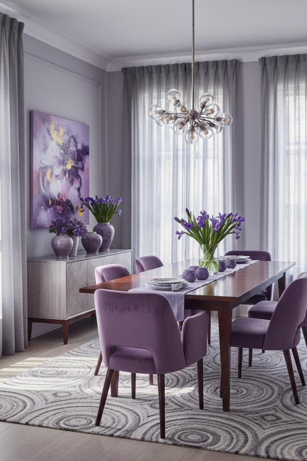 Sheer Grey Fabric Dining Room Window Treatment With A Ripplefold Pleat Sheer Grey Fabric Dining Room Window Treatment With A Ripplefold Pleat