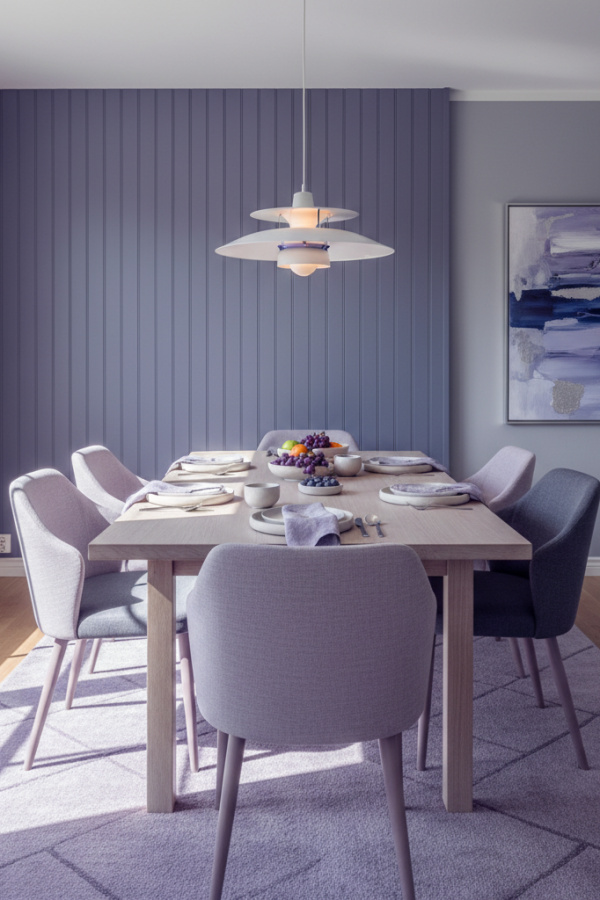 Pewter Grey Paint Dining Room Accent Wall With Vertical Paneling Pewter Grey Paint Dining Room Accent Wall With Vertical Paneling