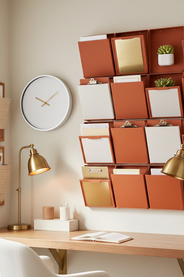 Terracotta Orange Vertical File Organizer Wall Mount Terracotta Orange Vertical File Organizer Wall Mount