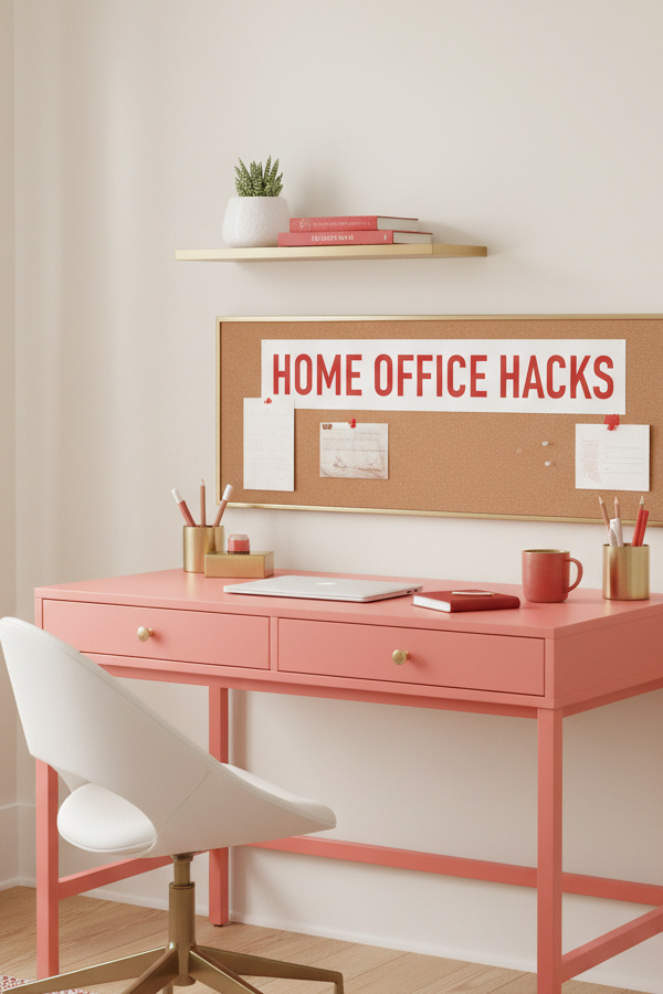 Coral Pink Compact Writing Desk with Drawer Storage Coral Pink Compact Writing Desk with Drawer Storage