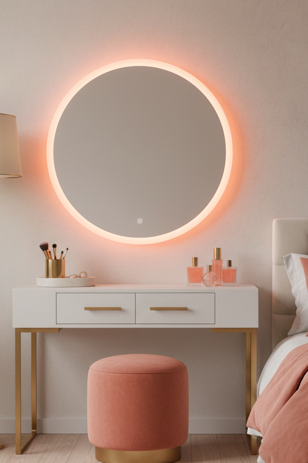 Backlit LED Mirror With Adjustable Brightness For Bedroom Vanity Backlit LED Mirror With Adjustable Brightness For Bedroom Vanity