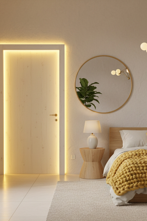 LED Strip Lights Around Bedroom Door Frame For Ambient Glow LED Strip Lights Around Bedroom Door Frame For Ambient Glow