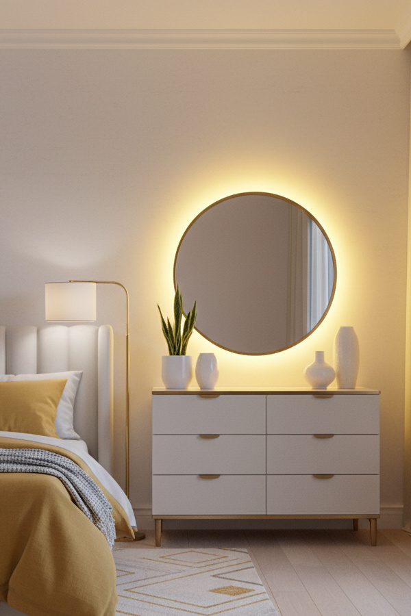 RGB LED Strips Behind Bedroom Dresser For Colorful Backlight RGB LED Strips Behind Bedroom Dresser For Colorful Backlight