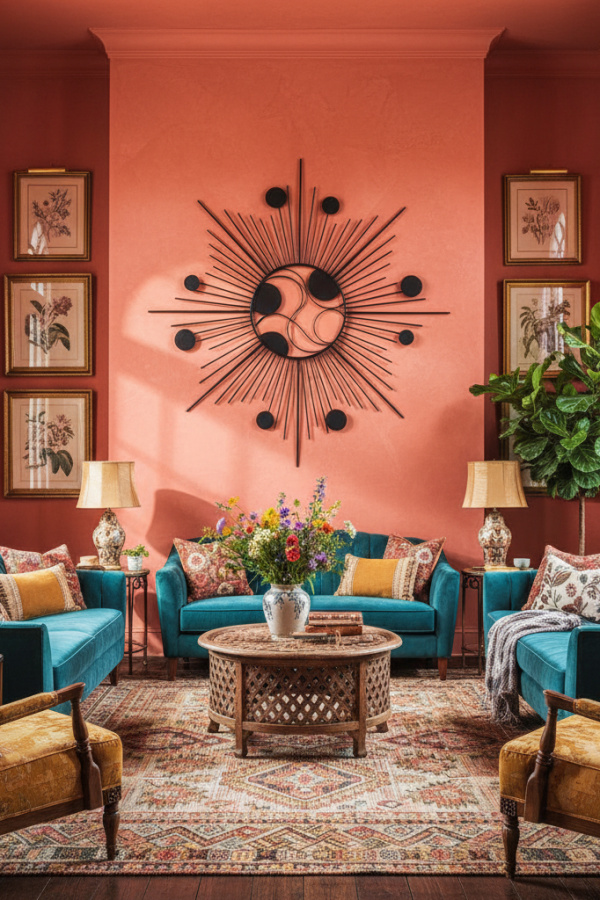 Living Room Wall Sculpture, Metal Abstract Design, Black Matte Finish, Statement Piece, Sunlit Industrial Space