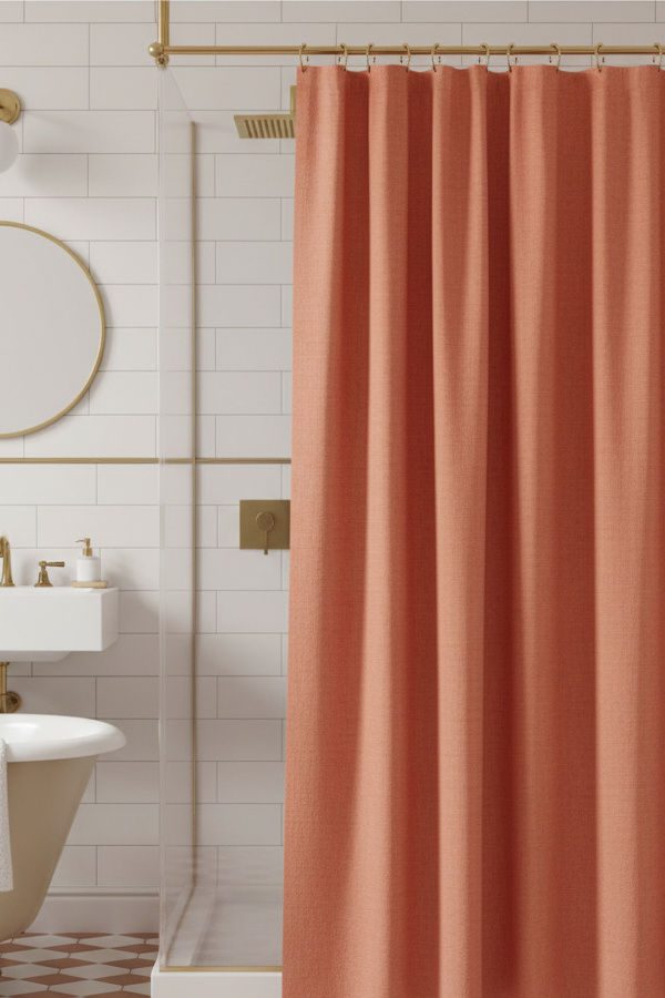 Pintuck Detailing Shower Curtain With Vertical Pleats