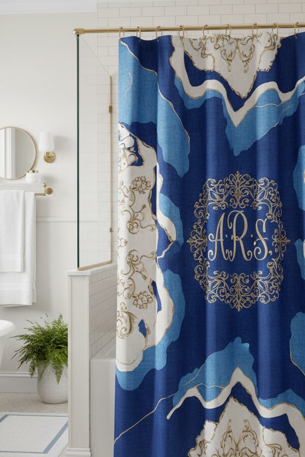 Monogrammed Shower Curtain With Custom Embroidery