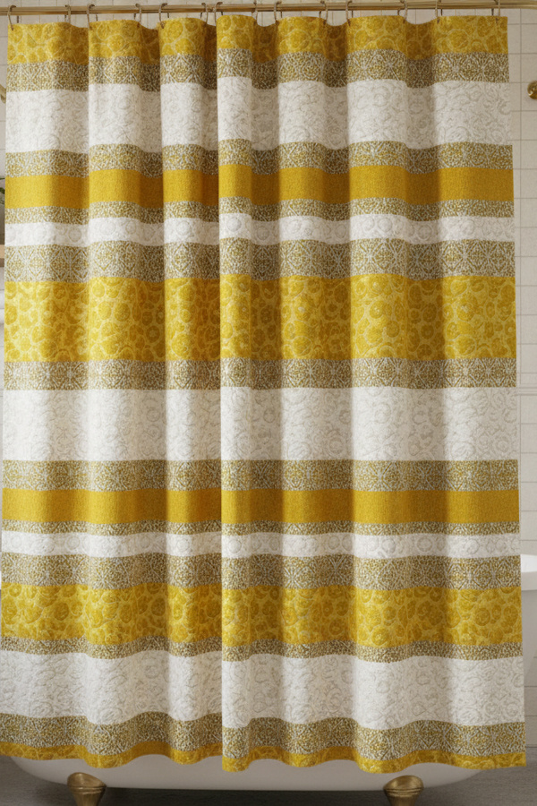 Jacquard Woven Pattern Shower Curtain With Dimension