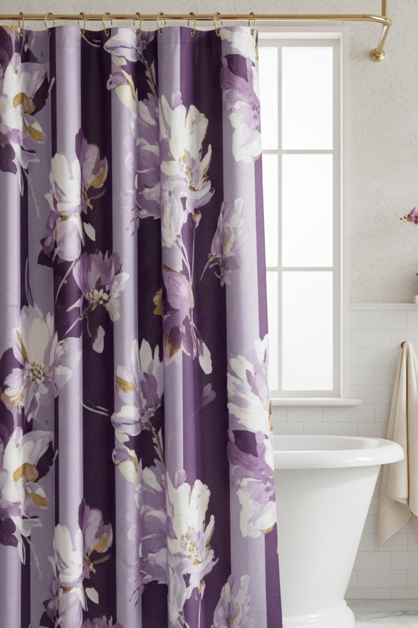 Cotton Sateen Shower Curtain With Silky Drape