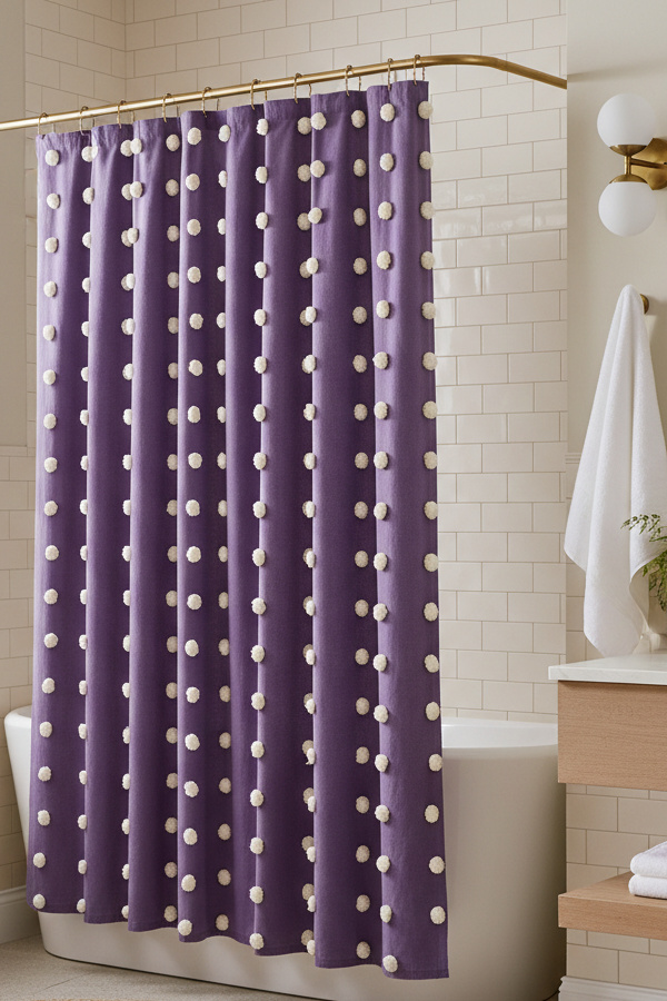 Tufted Shower Curtain With Raised Dots