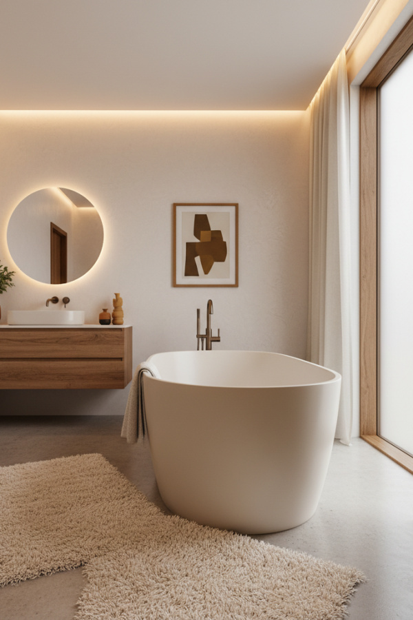 Modern Plush Harmony Master Bath Tub, Cream Acrylic Soaking Tub, Smooth Cream Finish Modern Plush Harmony Master Bath Tub, Cream Acrylic Soaking Tub, Smooth Cream Finish