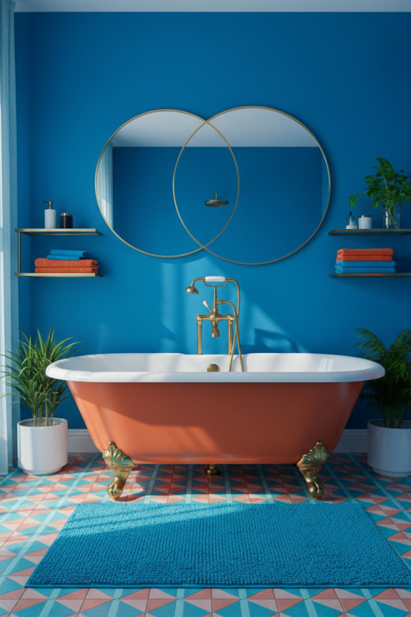 Modern Vibrant Flair Master Bath Tub, Terracotta Clawfoot Tub, Glossy Terracotta Finish Modern Vibrant Flair Master Bath Tub, Terracotta Clawfoot Tub, Glossy Terracotta Finish