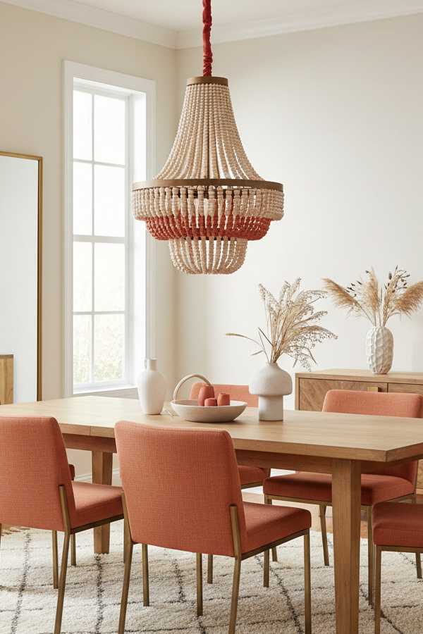 Scandinavian Wood Bead Minimalist Chandelier Scandinavian Wood Bead Minimalist Chandelier