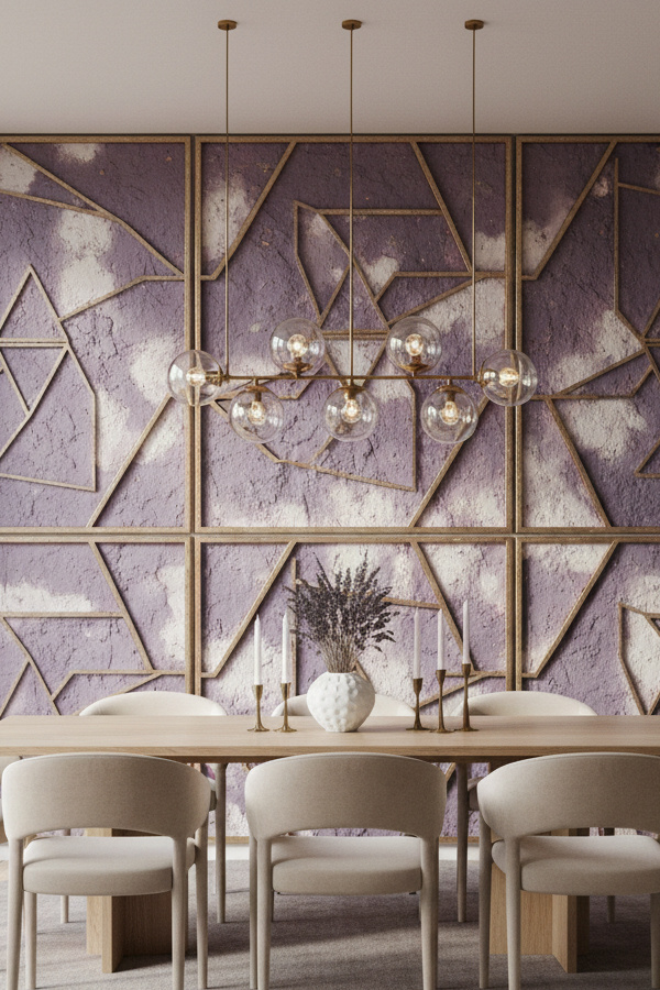 Dining Room Terracotta Clay Textured Wall Panel With Geometric Patterns