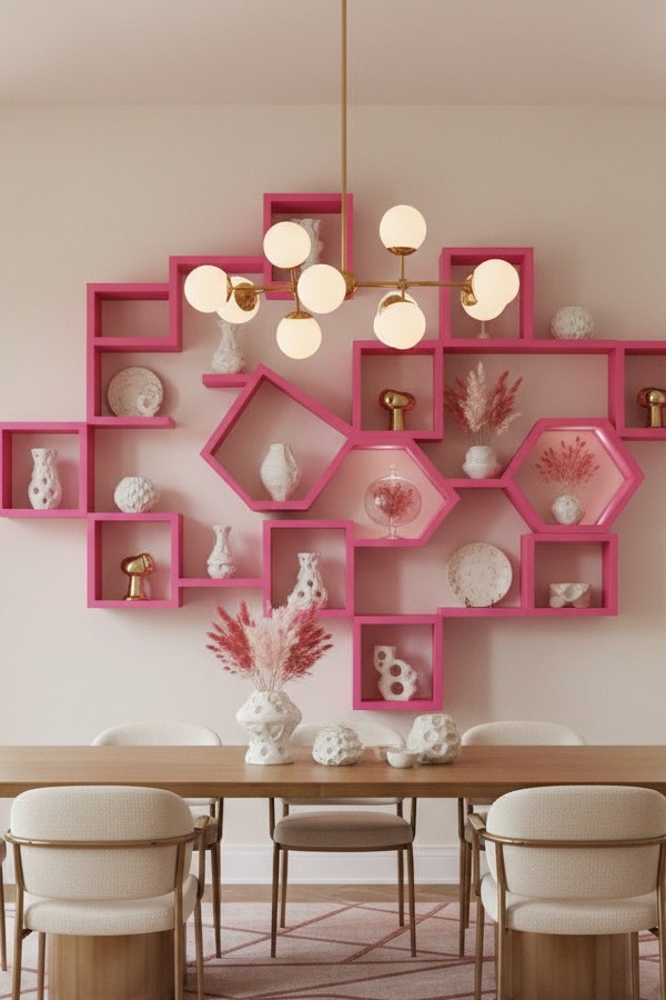Dining Room Hot Pink Acrylic Shadow Box Display Shelving