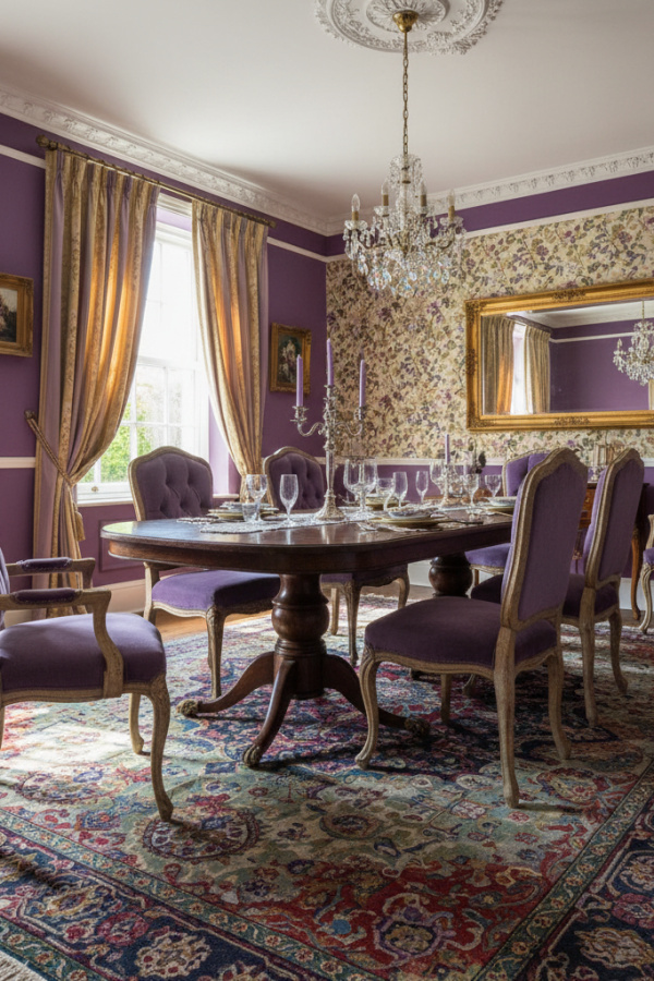 Low-Pile Vintage Silk Rug In Muted Jewel Tones To Define Your Dining Room Floor With Opulence Low-Pile Vintage Silk Rug In Muted Jewel Tones To Define Your Dining Room Floor With Opulence