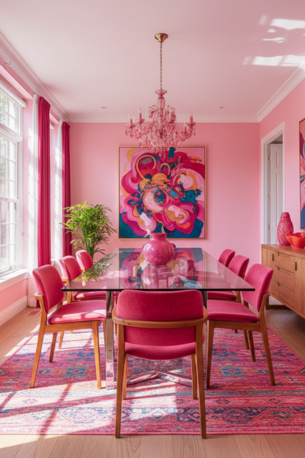 Narrow Glass Top Dining Table With A Metal Base