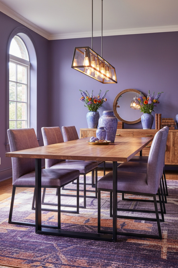 Narrow Mango Wood Dining Table In An Industrial Style