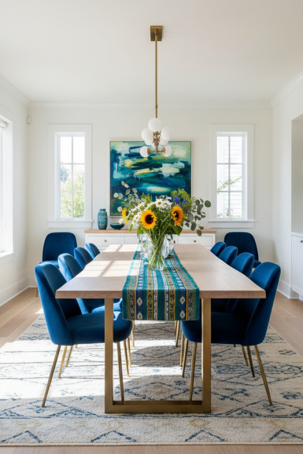Narrow White Oak Dining Table With A Live Edge