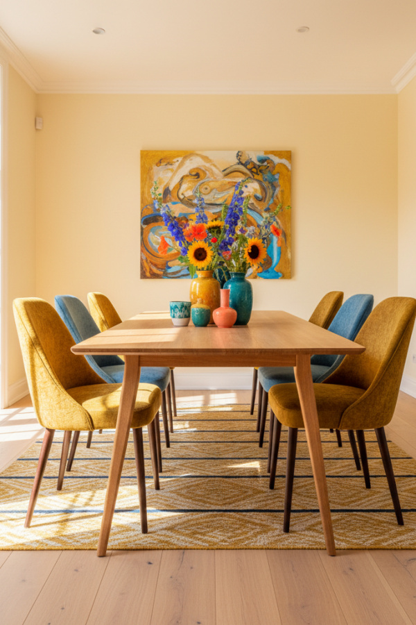 Narrow Scandinavian Ash Wood Dining Table