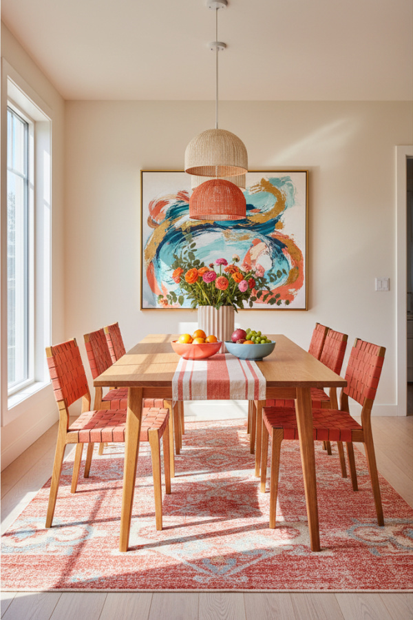 Narrow Teak Wood Dining Table With Straight Legs