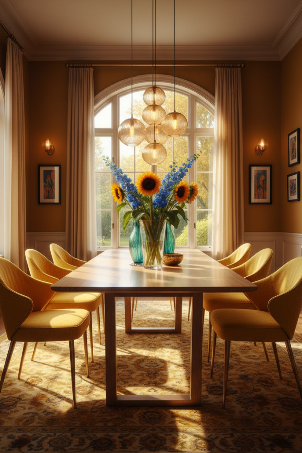 Narrow Light Maple Wood Dining Table With A Slim Profile