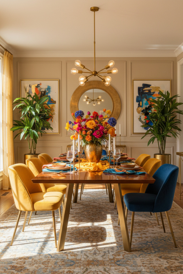 Narrow Cherry Wood Dining Table With Angled Legs