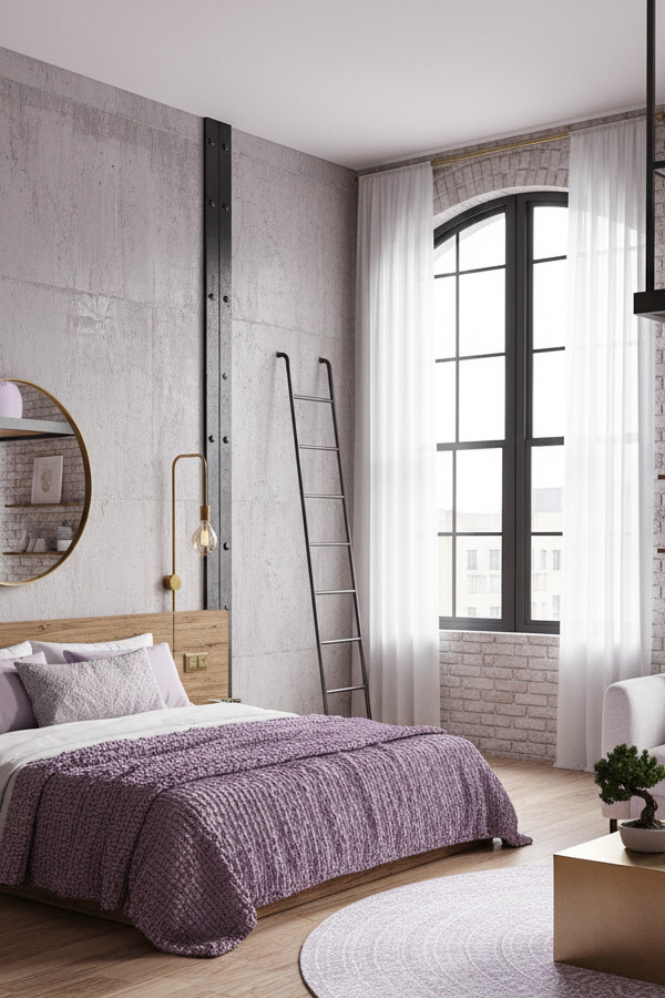 Contemporary Zen Loft Bedroom With Industrial Touches