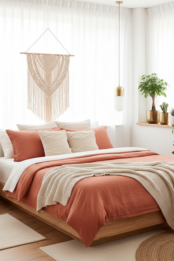 Organic Minimalist Zen Bedroom With Live Plants