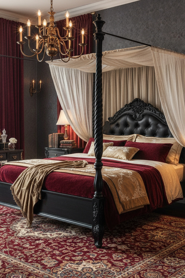 Deep Wine Red Persian Area Rug