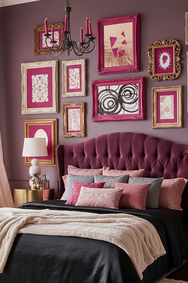 Deep Mauve Baroque Picture Frames Gallery Wall