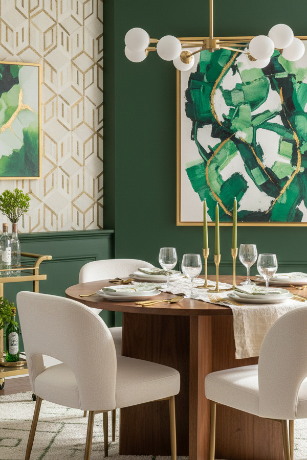 Olive Green Bar Cart with Gold Accents Olive Green Bar Cart with Gold Accents