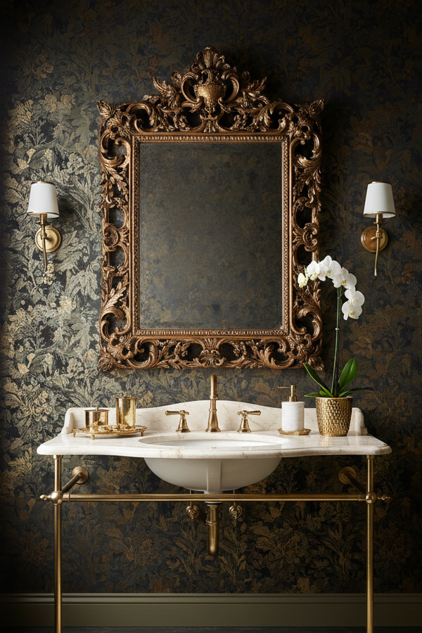 Antique Bronze Mirror With Ornate Carved Frame Antique Bronze Mirror With Ornate Carved Frame