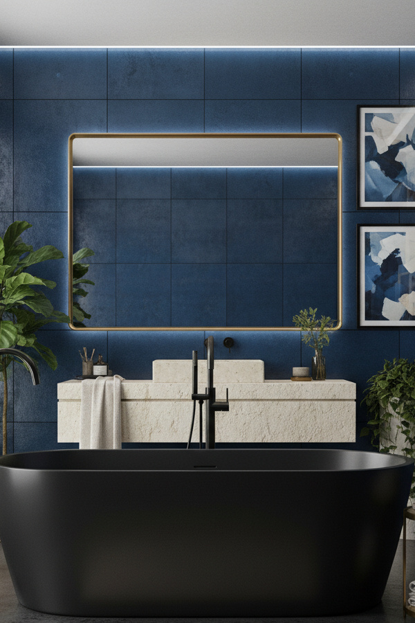 Freestanding Black Soaking Tub With Floor-Mounted Faucet Freestanding Black Soaking Tub With Floor-Mounted Faucet