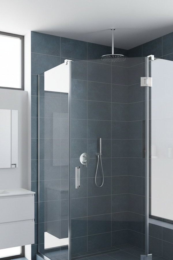 Floor-to-Ceiling Marble Slab Shower Room Design