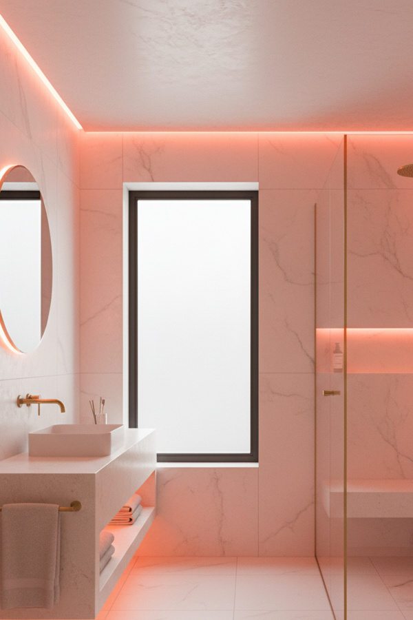 Led Strip Lighting Shower Room Design With Recessed Strips